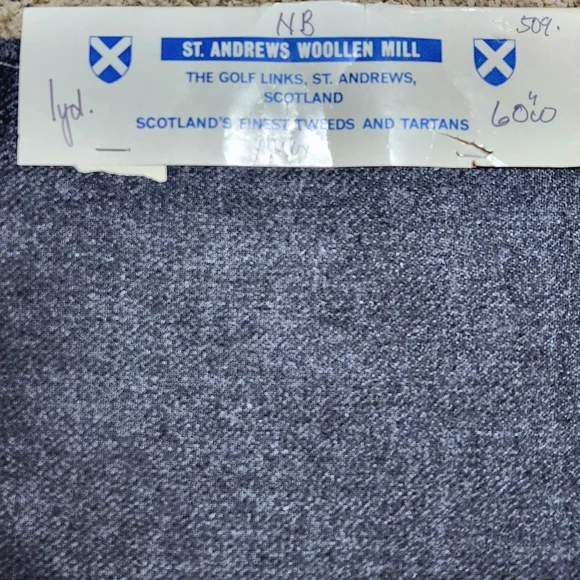 Vintage Scottish Tweed 1 Yard St Andrews Woollen Mill Charcoal Wool Fabric - Picture 3 of 8